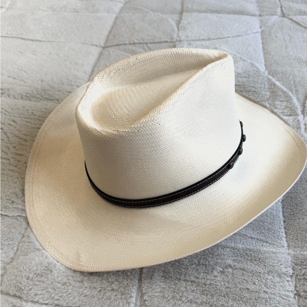 Stetson 8X White Straw Western Cowboy Hat. Size 7 1/8. - Picture 3 of 7